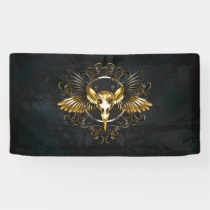 Lona Cráneo de pájaro dorado sobre fondo negro