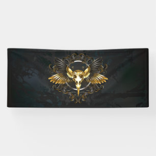 Lona Cráneo de pájaro dorado sobre fondo negro