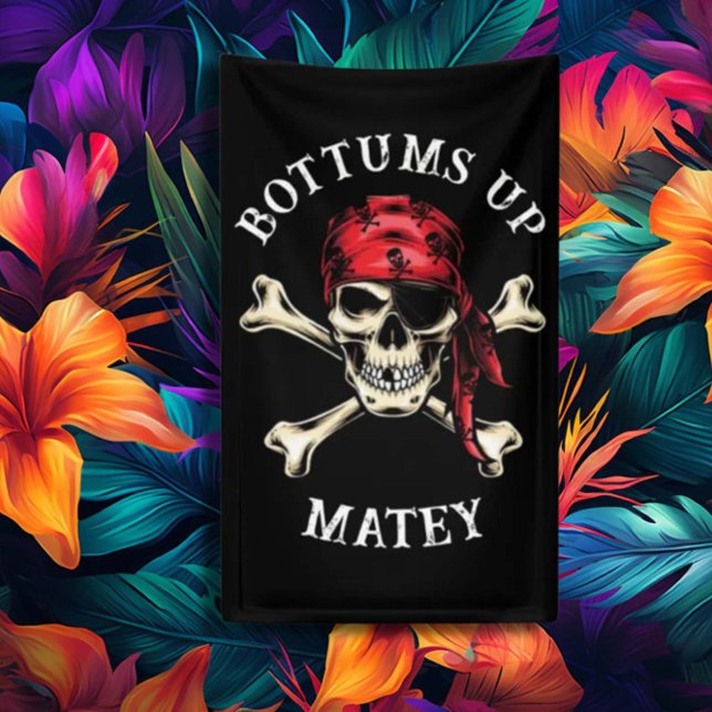 Lona Cráneo Salado de Huesos ¡Al fondo! (Celebrate in style with the Salty Skull Bones Bottoms Up! Banner)