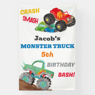Lona Crash Smash Monster Camión Cumpleaños Bash Waterco