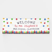 Crayones Estrellas Bienvenido Aula de la Maestra