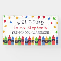 Crayones primarios dan la bienvenida al aula de pr