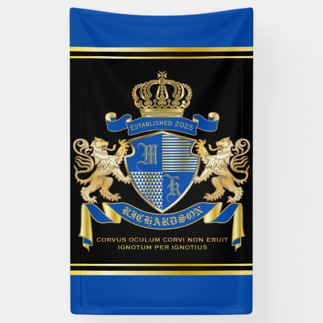 Lona Crea tu propio emblema de León Azul de Oro de Escu (Vertical)