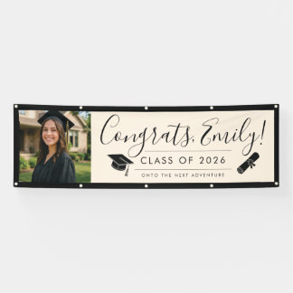 Lona CREAM & BLK 2026 | Graduation Banner with Photo