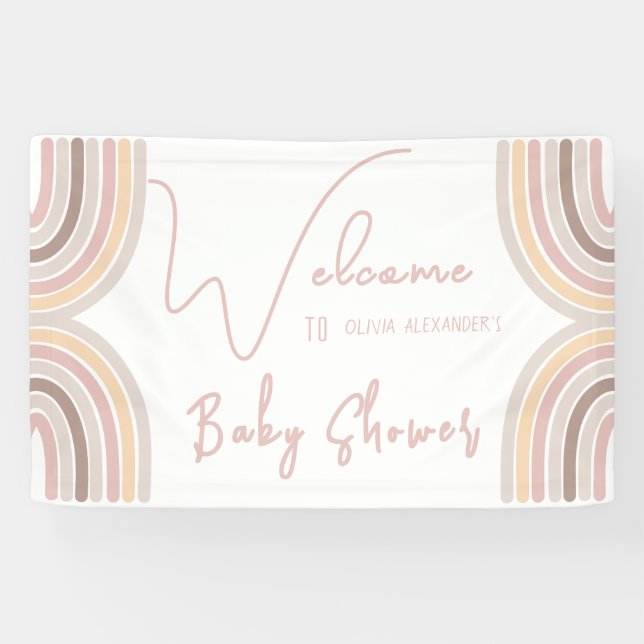 Lona Cream Pastel simple Baby Shower Minimalista (Horizontal)