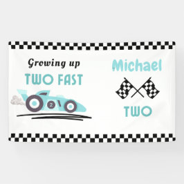 Lona Crecer dos niños de auto de carrera rápida en segu