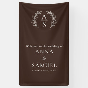Lona Crest Monograma Chocolate Marrón y Blanco Boda