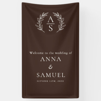 Lona Crest Monograma Chocolate Marrón y Blanco Boda