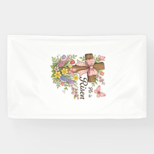 Lona Cristiano- Él ha Resucitado Cruz Floral Religiosa 