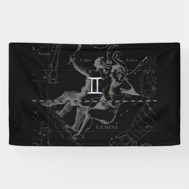 Lona Cromo como el Rótulo Gemini Zodiac en Hevelius (Horizontal)