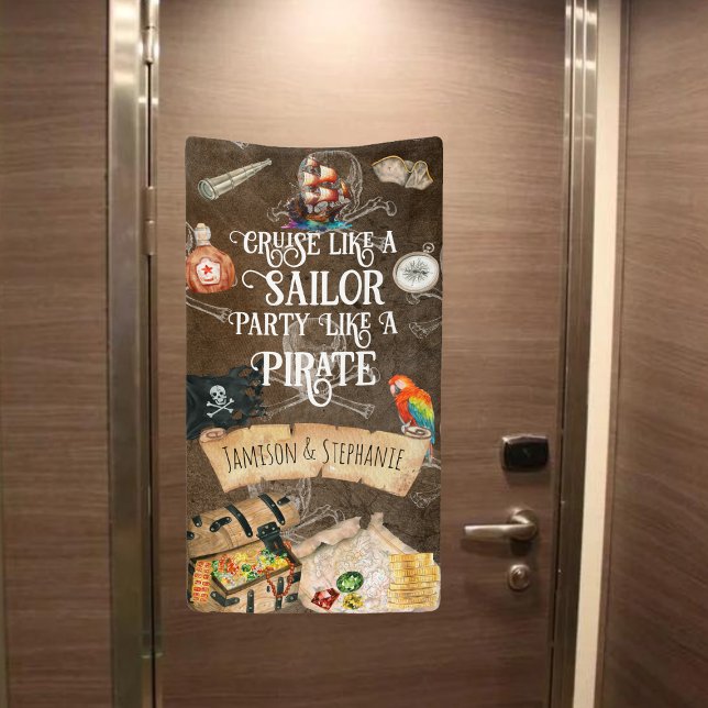 Lona Crucero Como Un Marinero Fiesta Como Un Pirata Cru (Fun pirate cruise door banner)