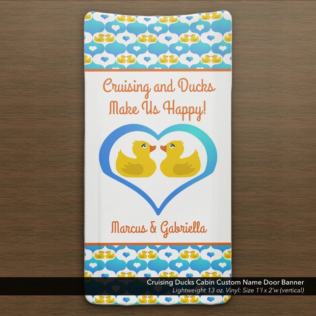Lona Cruising Ducks Cabin Custom Name Door (Cruising Ducks Cabin Door Banner–Customized with Your Names.)