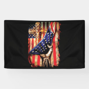 Lona Cruz de la Bandera Americana Jesús Orgullo Cristia