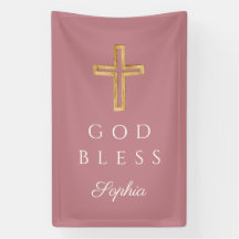 Cruz Religiosa Rosa Elegante Niña Dios Bendiga