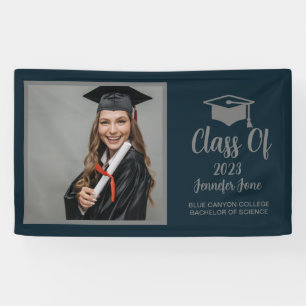 Lona Cuadrado de graduación de Personalizado Plata 2023