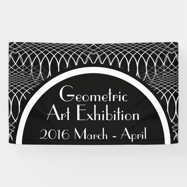 Lona Cuadrícula geométrica en blanco y negro + tus idea (Horizontal)