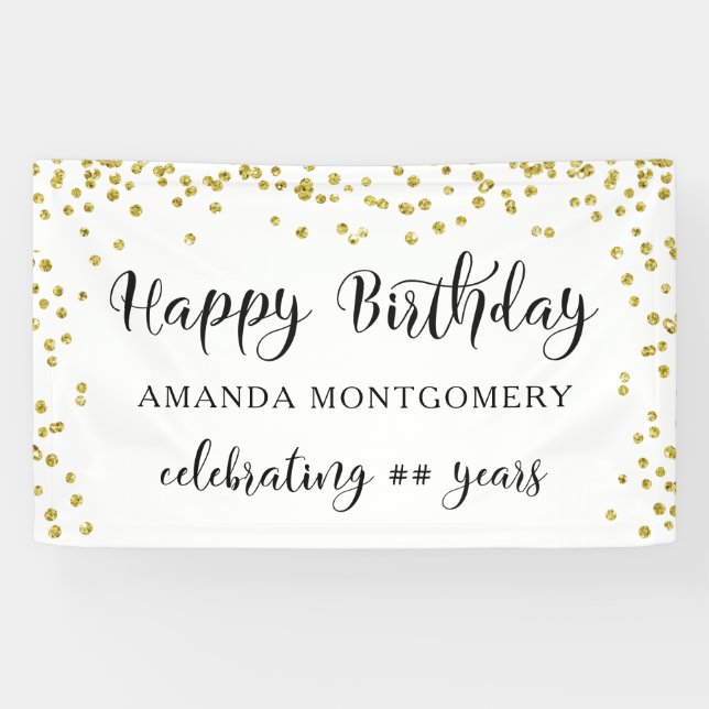 Lona Cualquier año Confetti Confetti Script Black and G (Horizontal)