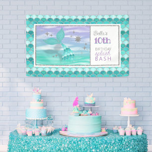 Lona CUALQUIER EDAD Mermaid Splash Bash Cartel de la fi