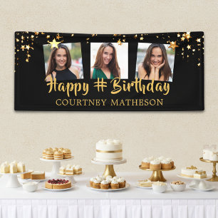 Lona Cualquier Foto Personalizada de Estrellas de Oro N