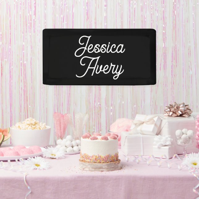 Lona Cualquier nombre | Elegante guión blanco vintage s (Fiesta)