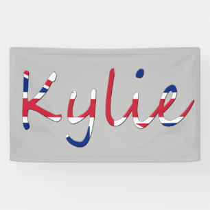 Lona Cualquier nombre sobrepuesto en Union Jack Flag bn