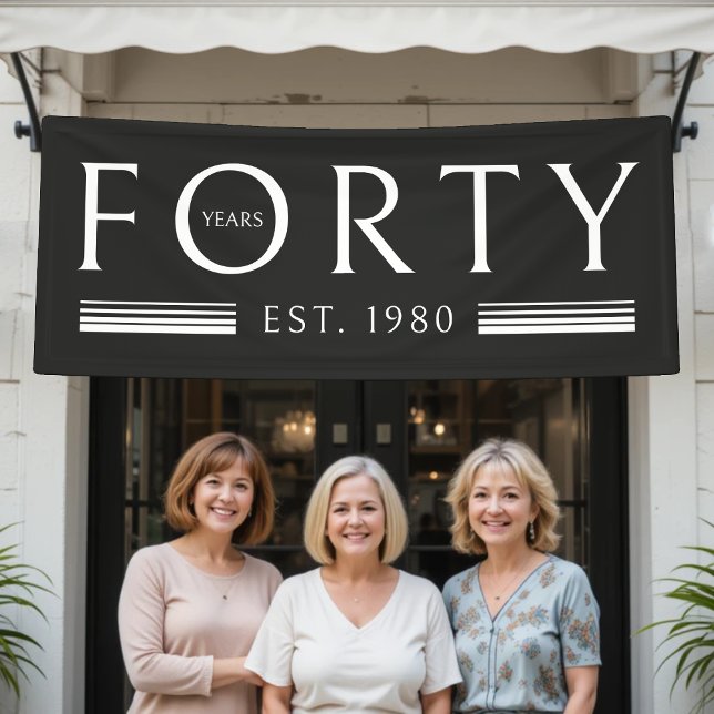 Lona Cuarenta años 40 Fiesta de cumpleaños negro (Forty Years 40th Birthday Party Black Banner
)