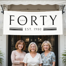 Lona Cuarenta años 40 Fiesta de cumpleaños White