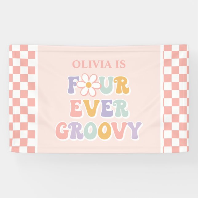 Lona Cuatro Siempre Groovy Pink Daisy Checker (Horizontal)