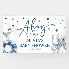 Lona Cuidada acuarela Nautical Boy Baby Shower