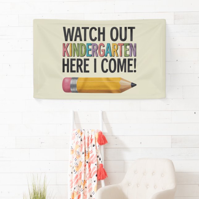 Lona Cuidado con el jardín de infantes aquí regreso a l (In situ)