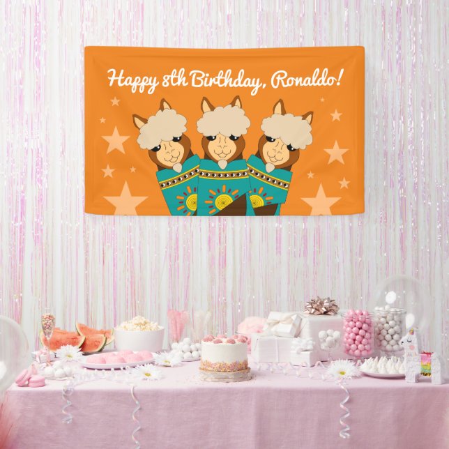 Lona Cuidado niño de cumpleaños Alpacas en simios Verde (Fiesta)