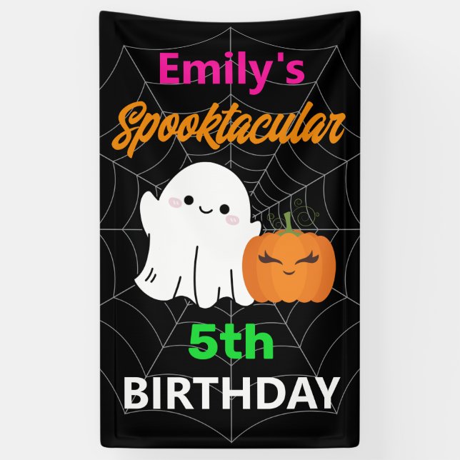 Lona Cuidados cumpleaños de niños de Halloween en Spook (Vertical)