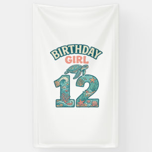 Lona Cumpleañera 12 Tortuga Marina Camiseta Vintage Océ