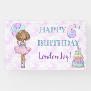 Lona Cumpleañera de 6 años Princesa Afroamericana