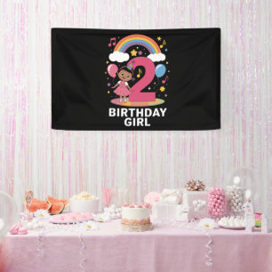 Lona Cumpleañera de Dos Años de Edad Niña Linda Cumplea