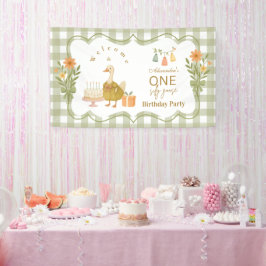 Lona Cumpleaños 1º de Silly Goose en Gingham Verde