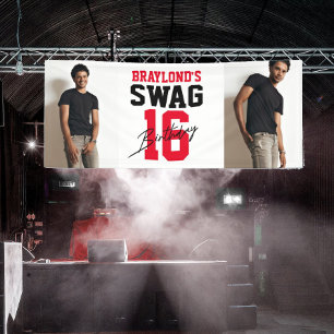 Lona Cumpleaños 16 de estilo universitario rojo Swag