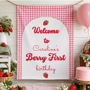 Lona Cumpleaños 1 de Berry Sweet Strawberry