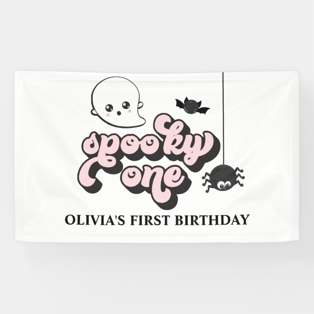 Lona Cumpleaños 1 de Halloween Spooky One (Horizontal)