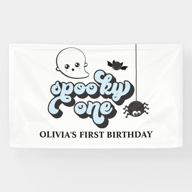Lona Cumpleaños 1 de Halloween Spooky One (Horizontal)