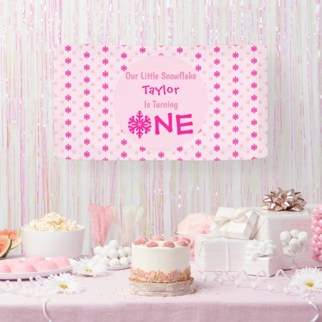 Lona Cumpleaños 1 de Little Snowflake (Fiesta)