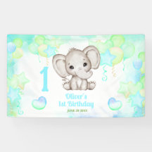 Cumpleaños 1 de Niño Elefante Lindo Verano Colorid