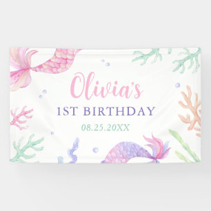 Lona Cumpleaños 1 de Sirena Bajo El Mar 