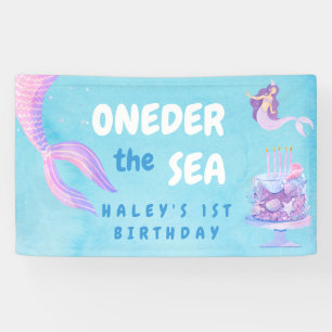 Lona Cumpleaños 1 de Sirena UNOder el mar Azul Presupue