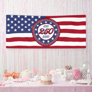 Lona Cumpleaños 250 de América con bandera de EE. UU.