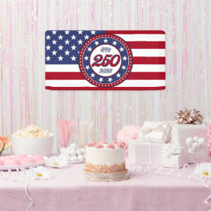 Lona Cumpleaños 250 de América con bandera de EE. UU.
