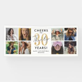 Lona Cumpleaños 30 Años Banner Foto Dorado
