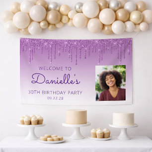 Lona Cumpleaños 30 Personalizado con Foto y Purpurina G