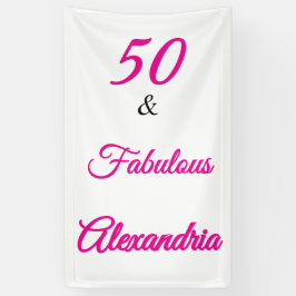 Lona Cumpleaños 50 y Fabuloso de rosa caliente y negro