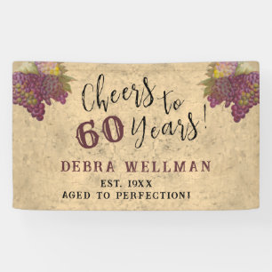Lona Cumpleaños 60 Elegante Rústico ¡Salud por 60 años!